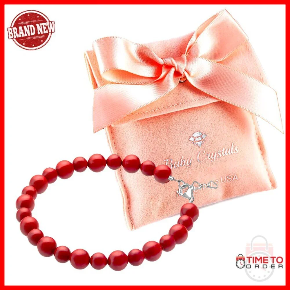Adjustable Sterling Silver Simulated Pearl Bracelet for Girls 0-9 Months